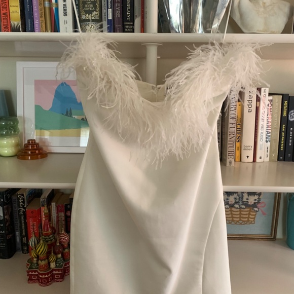Likely- Katy White Mini Dress with Feathers - Picture 5 of 7
